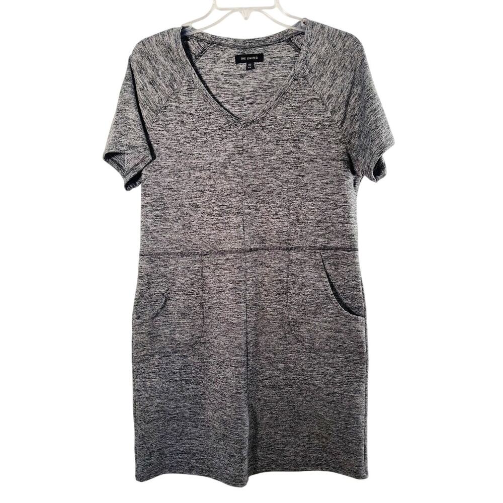 The Limited Stretch Knit Dress Wmn's Size XL Gray Space dye Short Sleeve Popover